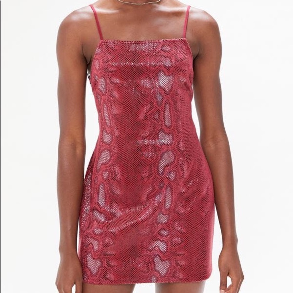 Urban outfitters maroon snakeskin metallic dress size medium fits 4/6